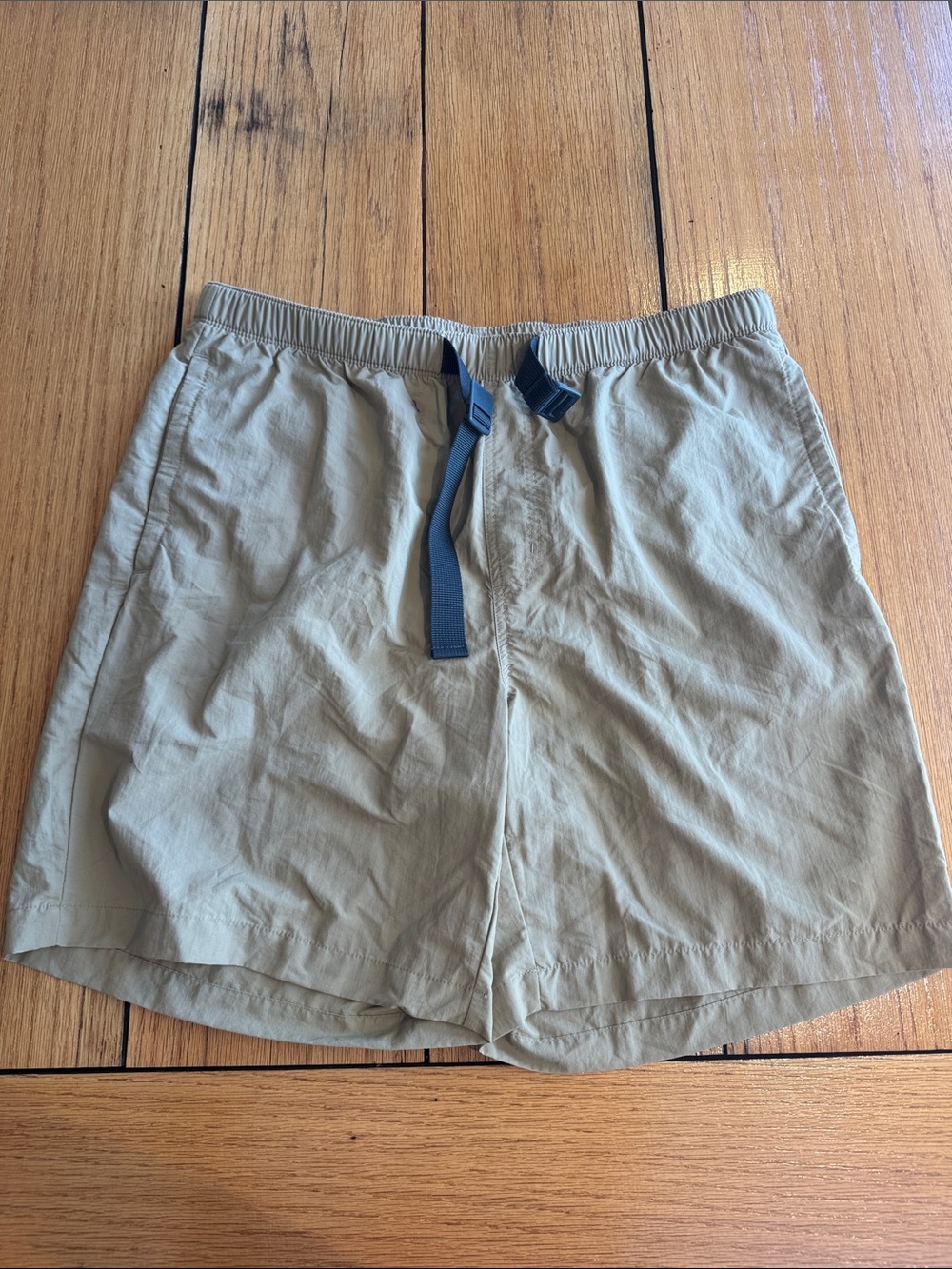 Men's Khaki Swim Shorts with gray Drawstring